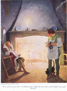 Maintenant écoute-moi, mon hôte, dit Sir Donald, suis mes ordres et je serai toujours ton bon seigneur, 1916 - Newell Convers Wyeth