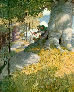 Robin des Bois et ses compagnons sauvent Will Stutely - Newell Convers Wyeth