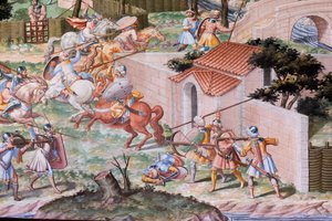 Détail de la fresque dans la Salle des Batailles de la bataille de La Higueruela en 1431 (fresque) - Niccolo (and workshop) Granello