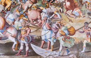 Détail de la fresque dans la Salle des Batailles de la Bataille de La Higueruela en 1431