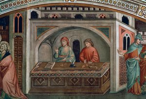 Deux banquiers, détail de la Vie de Saint Matthieu