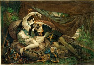 La Mexicaine Alaida, soeur de Zingari, chef aztèque, avec Cortès dans sa tente ... - Nicholas Eustache (after) Maurin