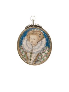 Une fille de la cour élisabéthaine, âgée de 6 ans, en robe élaborée et collerette en dentelle - Nicholas Hilliard