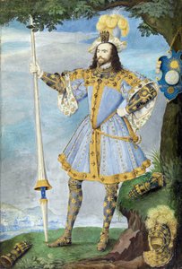 Portrait de George Clifford, troisième comte de Cumberland (1558-1605), navigateur. Miniature à l