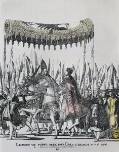 Hogenberg, Nicolas (1500-1539). Le Couronnement de Charles V à Bologne. Charles V (1500-1558). Empereur romain germanique (1519-1556) et roi d