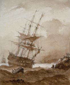 Deux-ponts dans une tempête au large, fin du XVIIIe au début du XIXe siècle - Nicholas Pocock