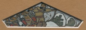 Esquisse pour la décoration triangulaire la plus à gauche de la frise en majolique "Vie du Nord", 1905 - Nicholas Roerich