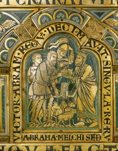 Abraham et Melchizédek ... (émail cuivre doré)