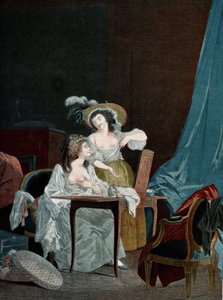 Deux jeunes femmes comparant leur poitrine (impression) - Niclas II (after) Lafrensen