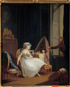 Amour frivole Un homme découvrant la poitrine d