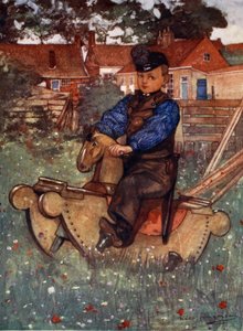 Un garçon de Veere à califourchon sur un cheval à bascule, 1904 - Nico Jungman