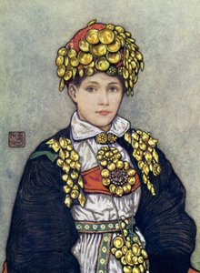 Norvège : Mariée de Saetersdalen (lithographie en couleur) - Nico Jungman