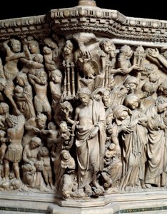 Art gothique : Jésus écrase les vices (détail) - Nicola Pisano