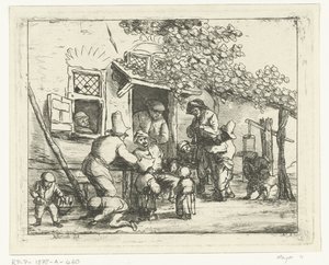 Deux musiciens de rue devant une maison - Nicolaas Albrecht
