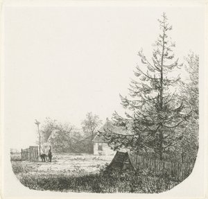 Paysage boisé avec un nid de cigognes