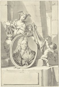Putti et une femme près d