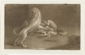 Deux chiens jouant - Nicolaas Verkolje