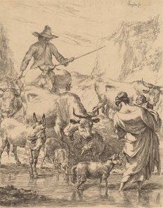 Troupeau traversant le ruisseau