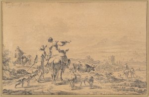 Bergers dans un paysage italien