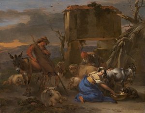 Scène pastorale avec une bergère trayant une chèvre, 1665-1670