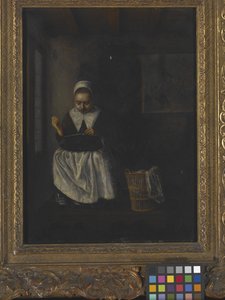 Une fille cousant - Nicolaes Maes