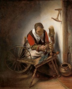 La fileuse, un niddy-noddy accroché au mur - Nicolaes Maes