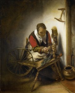 La fileuse, un niddy-noddy accroché au mur - Nicolaes Maes