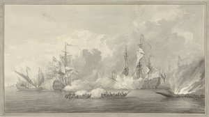 Bataille navale, peut-être à Kijkduin le 21 août 1673 - Nicolaes Muys