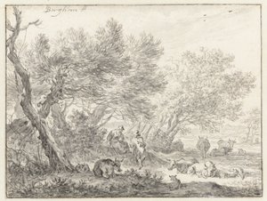 Bergers et bétail près d