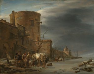 Le mur de la ville de Haarlem en hiver - Nicolaes Pietersz Berchem