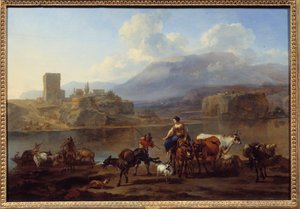 Le passage du bac Peinture de Berchem van Haarlem (1620-1683) - Nicolaes Pietersz. Berchem