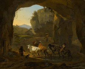 Bergers dans une grotte - Nicolaes Pietersz. Berchem