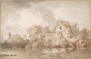 Paysage fluvial près de Montfoort - Nicolaes Pietersz. Berchem