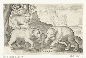 Trois ours (Animalivm qvadrvpedvm, Animaux dans des paysages) - Nicolaes de Bruyn