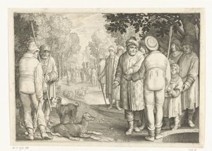Joseph vendu par ses frères aux marchands près du puits (série Histoire de Joseph) - Nicolaes de Bruyn