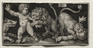 Lions attaquant des enfants