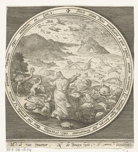 Cinquième jour de la création : Dieu crée les poissons et les oiseaux (Van schepping tot verdrijving uit paradijs) - Nicolaes de Bruyn