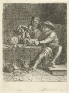 Paysans à une table avec du pain - Nicolaes van Haeften