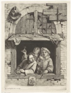 Trois fumeurs à une fenêtre