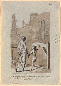 Amour ouvre la porte à un poète vers le temple de Lafontaine