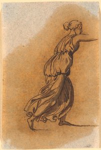 Une femme courant avec le bras droit tendu - Nicolai Abildgaard