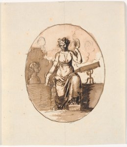 Une figure féminine assise, allégorie de la sagesse ou de la science