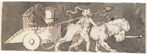 Frise avec un garçon près du char de Bacchus et Mars (ou Pluton) tiré par des lions