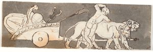 Frise avec un garçon près du char de Bacchus et Mars (ou Pluton) tiré par des lions - Nicolai Abildgaard