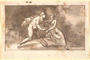 Hermès enseigne à un jeune homme (Apollon ?) à jouer de la flûte - Nicolai Abildgaard