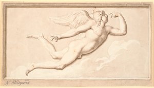 Le matin ou le jour. Un jeune homme ailé volant - Nicolai Abildgaard