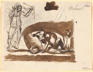Muhamed, assis entre des coussins, à gauche une figure féminine - Nicolai Abildgaard