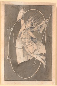La descente de Niels Klim; autour de lui flotte une couronne de cumin - Nicolai Abildgaard