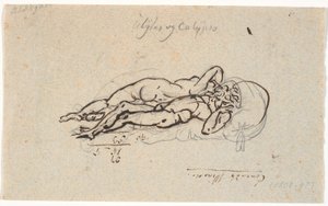 Ulysse et Calypso, allongés nus sur un lit