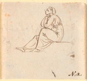 Figure féminine assise de profil à gauche - Nicolai Abildgaard